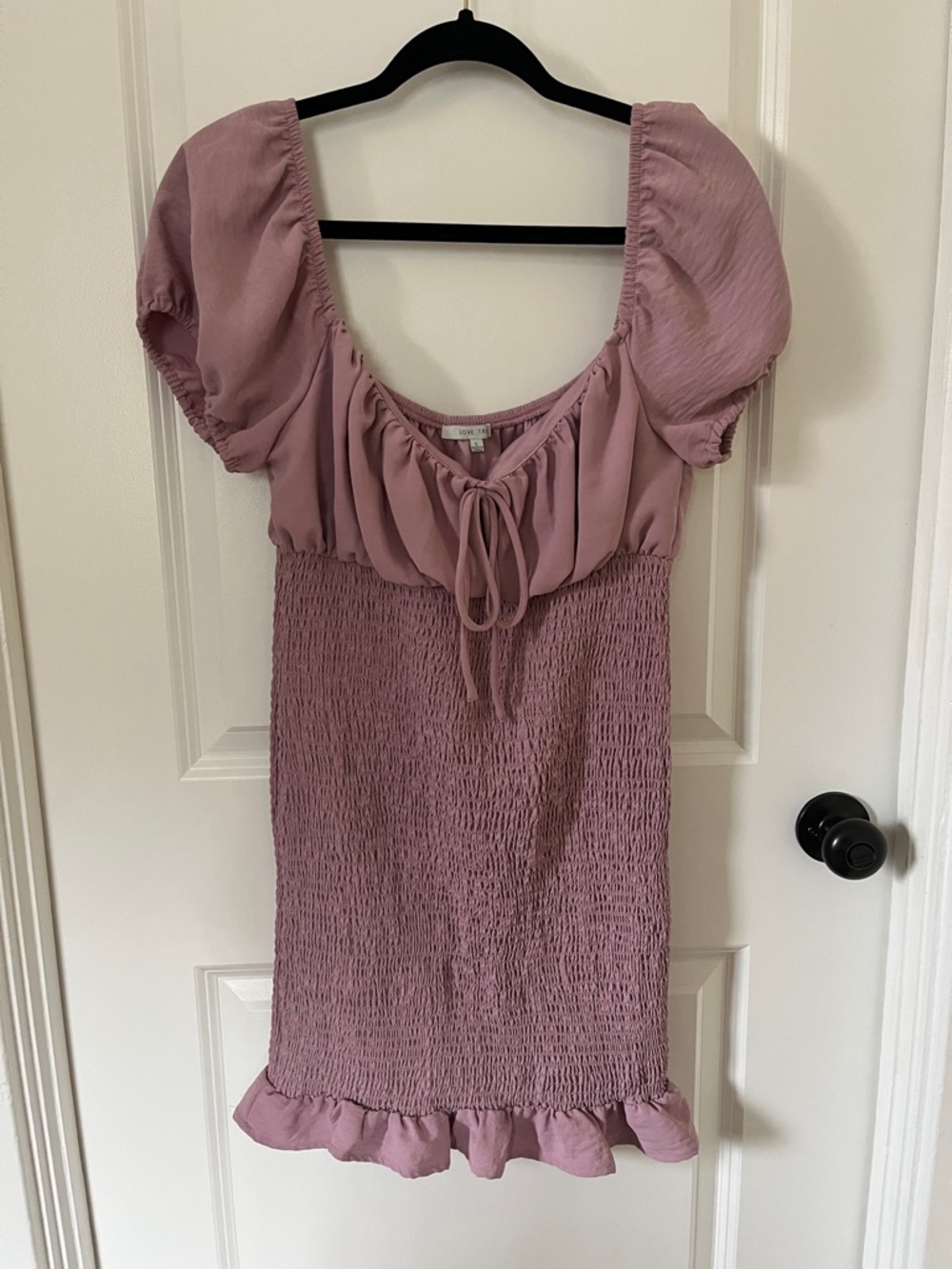 Love Tree Mauve Puff Sleeve Smocked Dress
